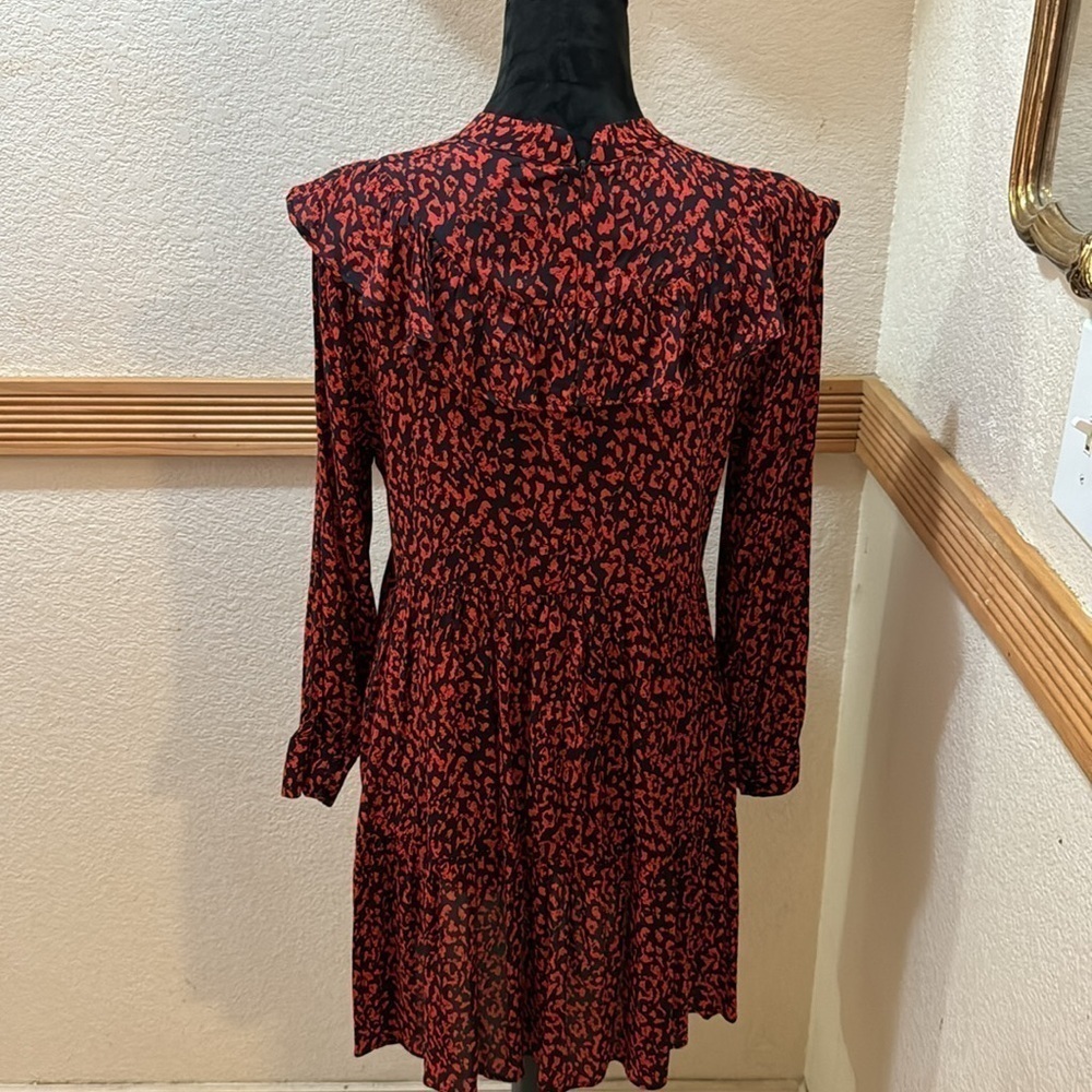 Animal Print Red Zara long sleeve dress size S!! - Picture 4 of 9